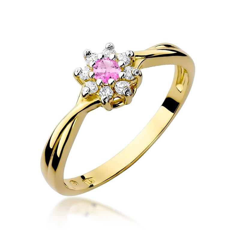 Inel Aur 14K cu Topaz Roz 0.13 ct si Diamante Naturale 0.12 ct (Varianta: Galben)