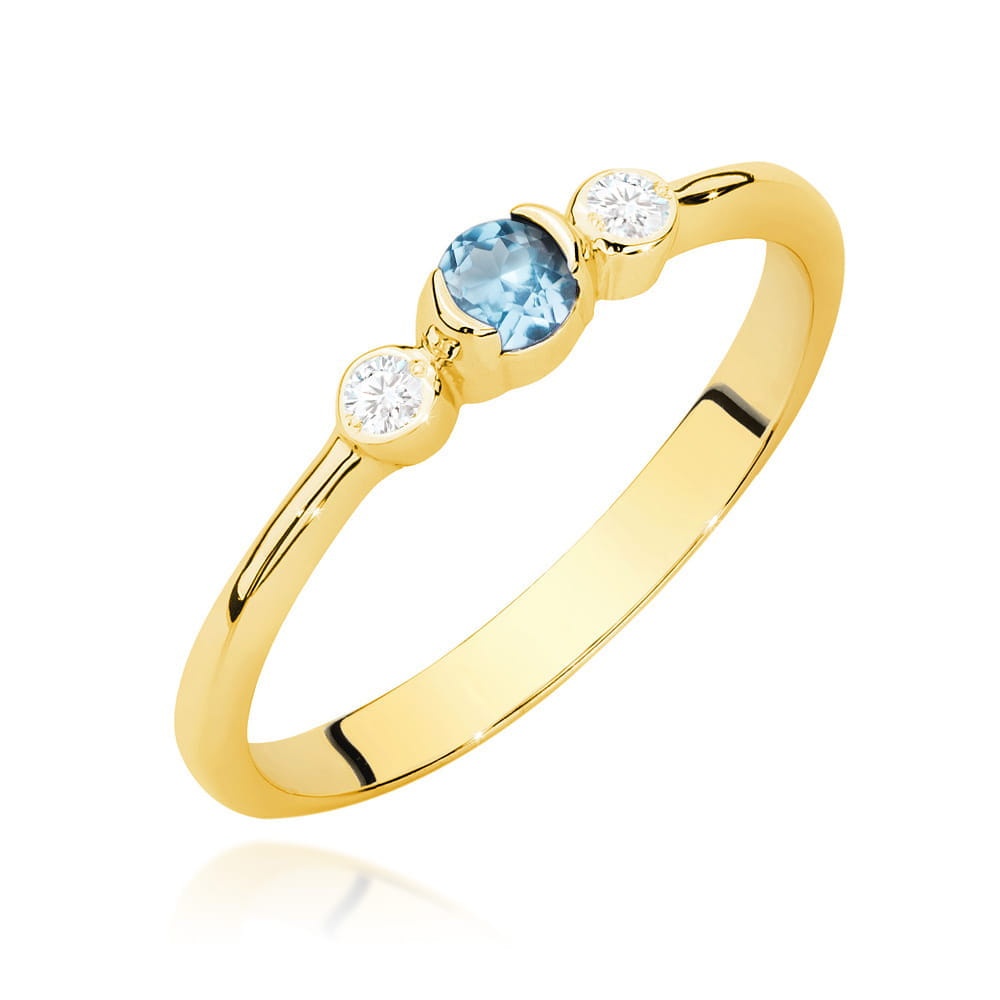 Inel Aur 14K cu Topaz Swiss 0.15 ct si Diamante Naturale 0.06 ct (Varianta: Galben)