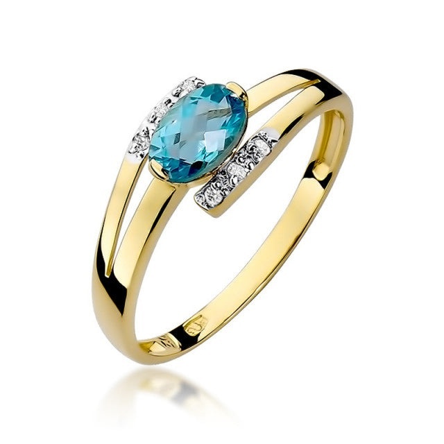 Inel Aur 14K cu Topaz Swiss 0.50 ct si Diamante Naturale 0.05 ct (Varianta: Galben)