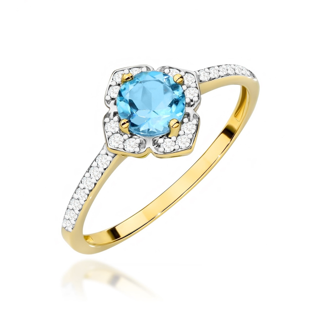 Inel Aur 14K cu Topaz Swiss 0.50 ct si Diamante Naturale 0.13 ct (Varianta: Galben)