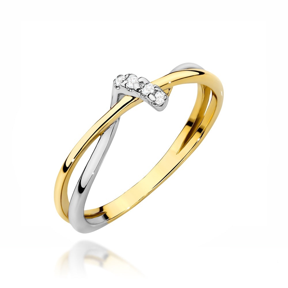 Inel Aur 14K Împletit cu Zirconii în Două Culori (Greutate: 1.60, Măsură: 11)
