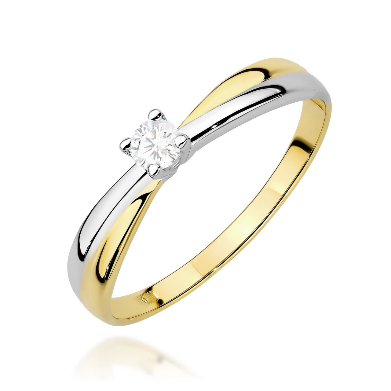 Inel Aur 9K cu Diamant de Laborator 0.10 ct (Varianta: Alb)