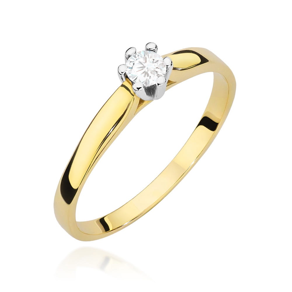 Inel Aur 9K cu Diamant de Laborator 0.15 ct (Varianta: Galben)