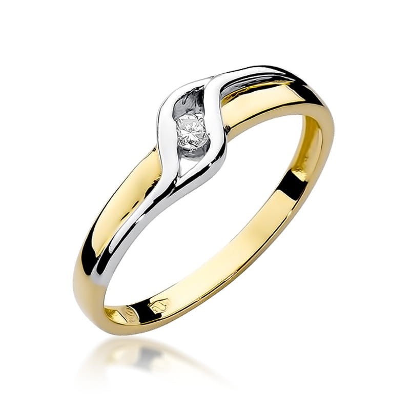 Inel Aur 9K cu Diamant Natural 0.04 ct (Varianta: Galben)