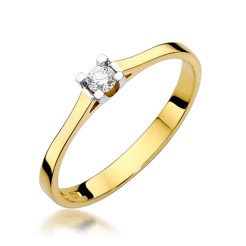 Inel Aur 9K cu Diamant Natural 0.09 ct (Varianta: Galben)