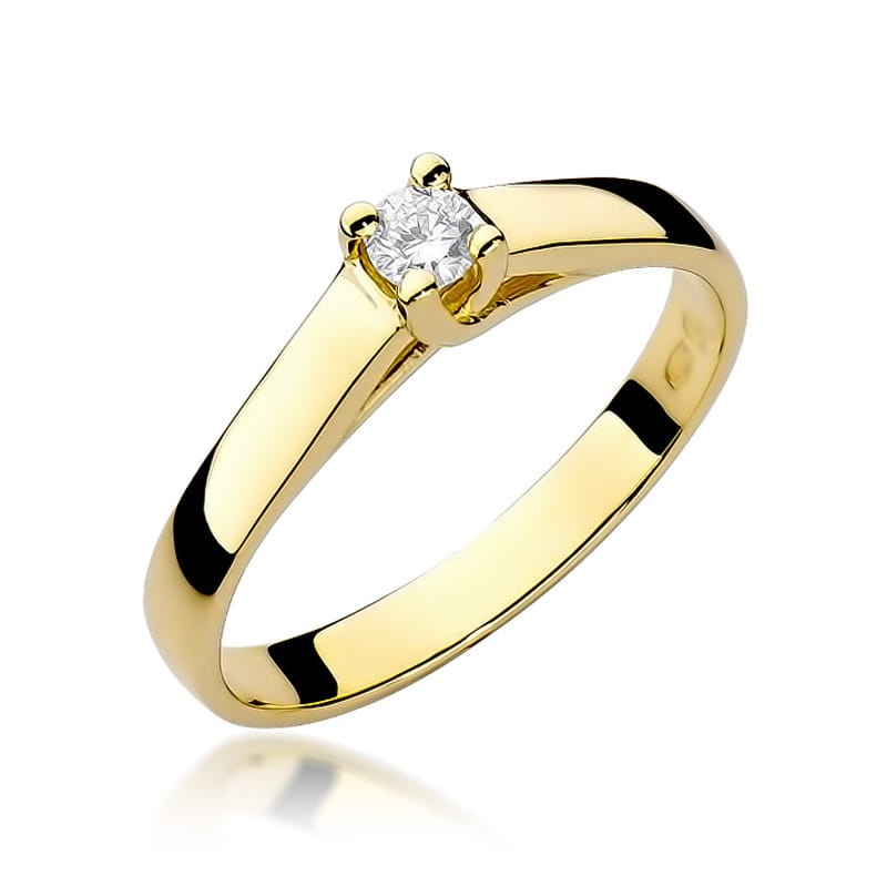 Inel Aur 9K cu Diamant Natural 0.10 ct (Varianta: Galben)