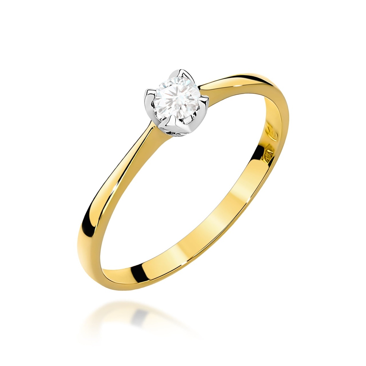 Inel Aur 9K cu Diamant Natural 0.10 ct (Varianta: Galben)