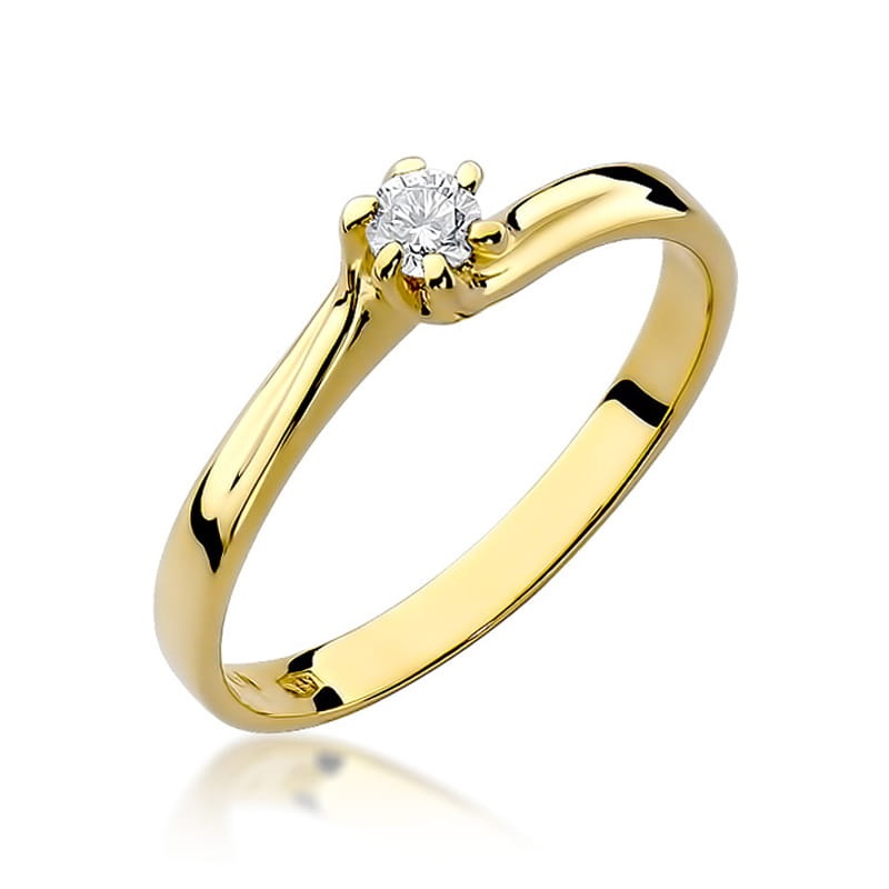 Inel Aur 9K cu Diamant Natural 0.10 ct (Varianta: Galben)
