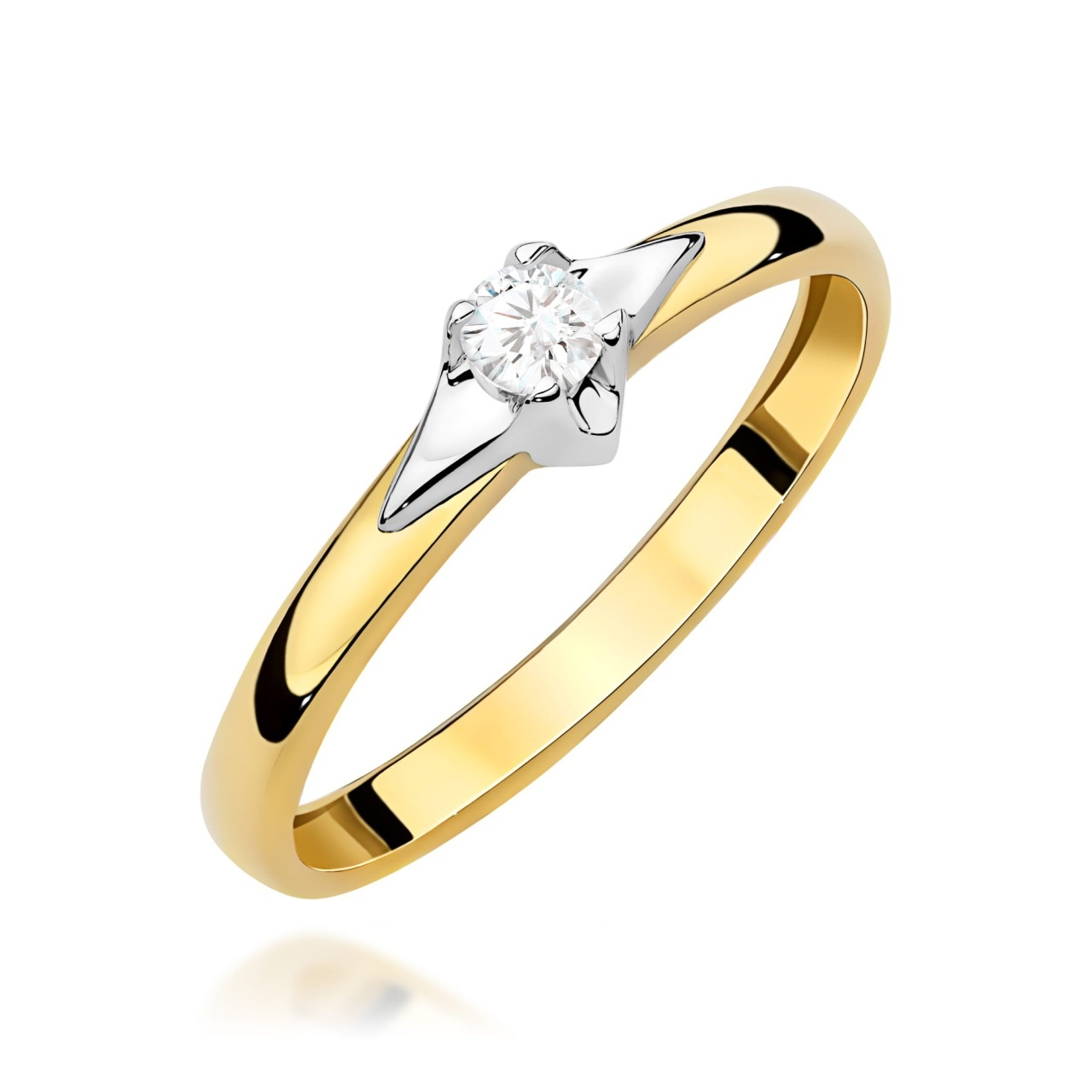 Inel Aur 9K cu Diamant Natural 0.15 ct (Varianta: Galben)