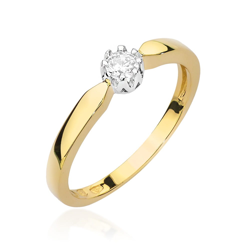 Inel Aur 9K cu Diamant Natural 0.15 ct (Varianta: Galben)
