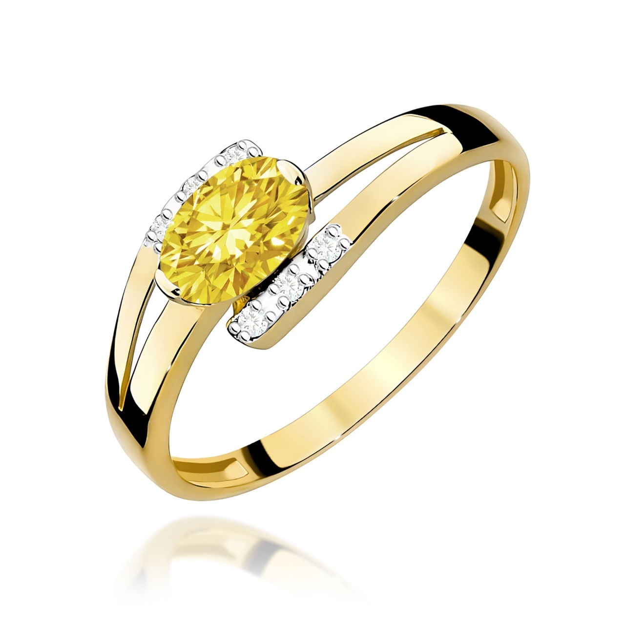 Inel Aur 9K cu Diamante de Laborator 0.55 ct (Varianta: Galben)