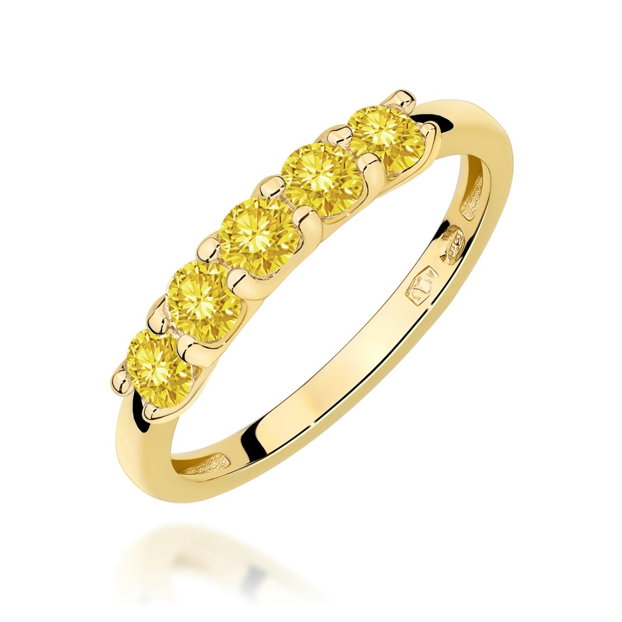 Inel Aur 9K cu Diamante Galbene de Laborator 0.50 ct (Varianta: Alb)
