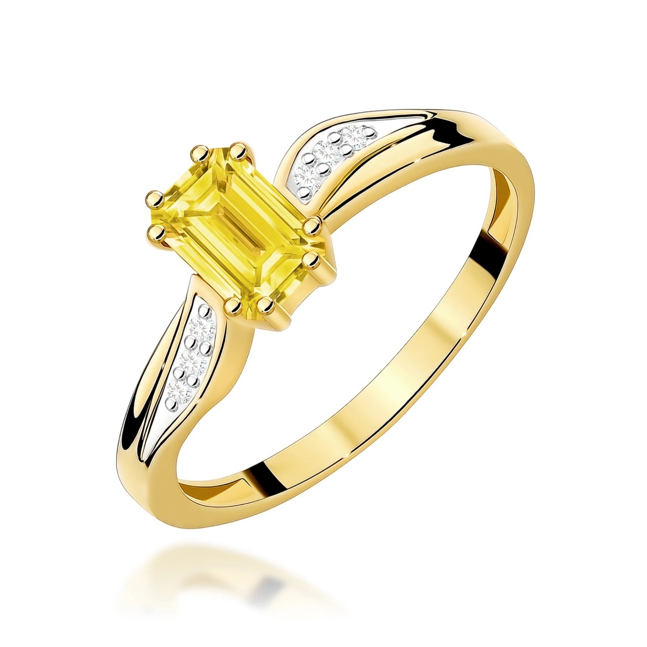Inel Aur 9K cu Diamante Galbene de Laborator 0.53 ct (Varianta: Galben)