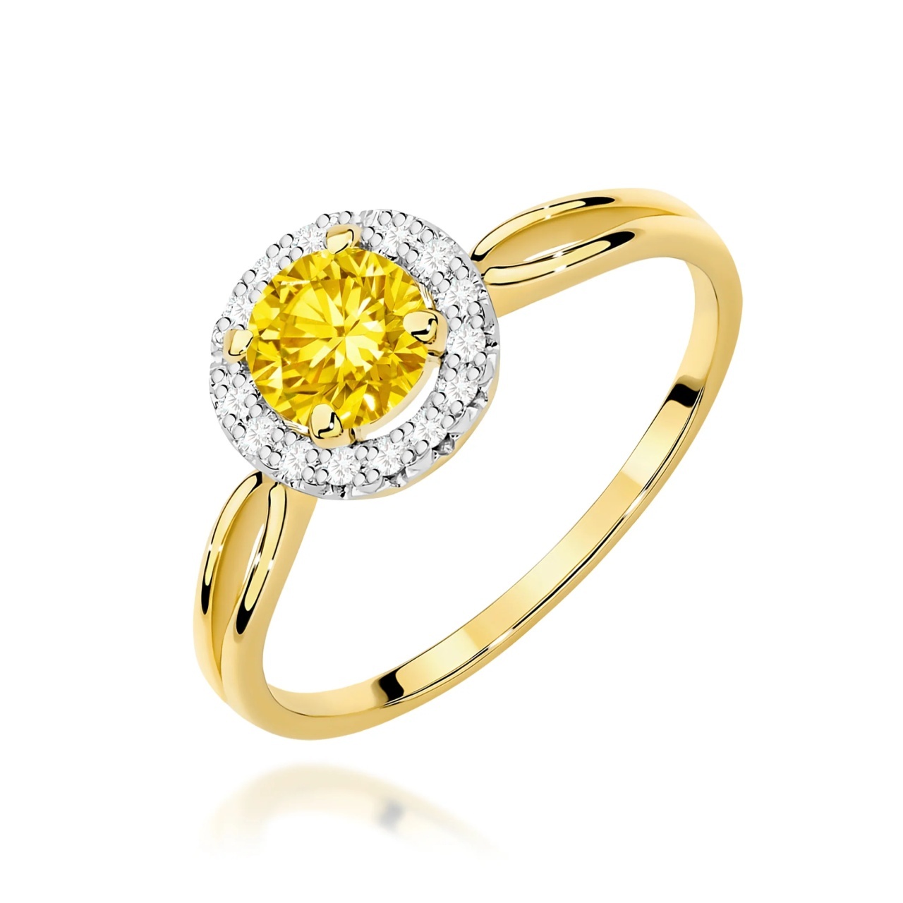 Inel Aur 9K cu Diamante Galbene de Laborator 0.58 ct (Varianta: Galben)