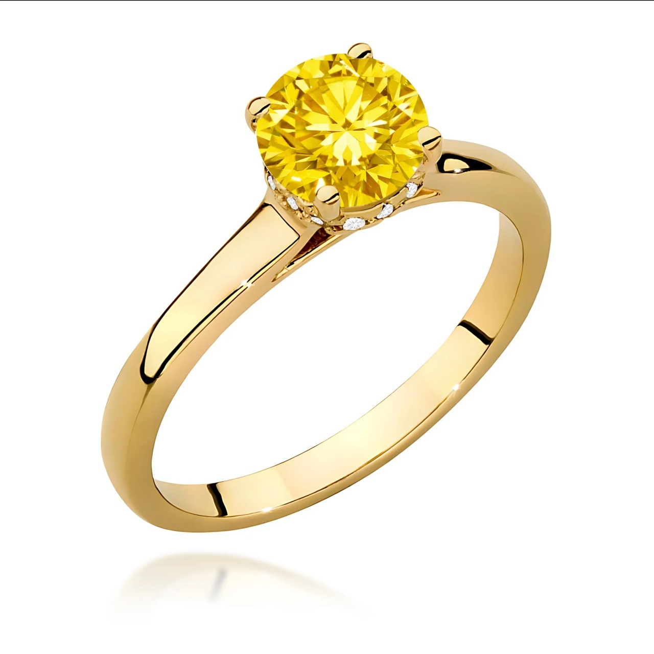 Inel Aur 9K cu Diamante Galbene de Laborator 1.07 ct (Varianta: Galben)