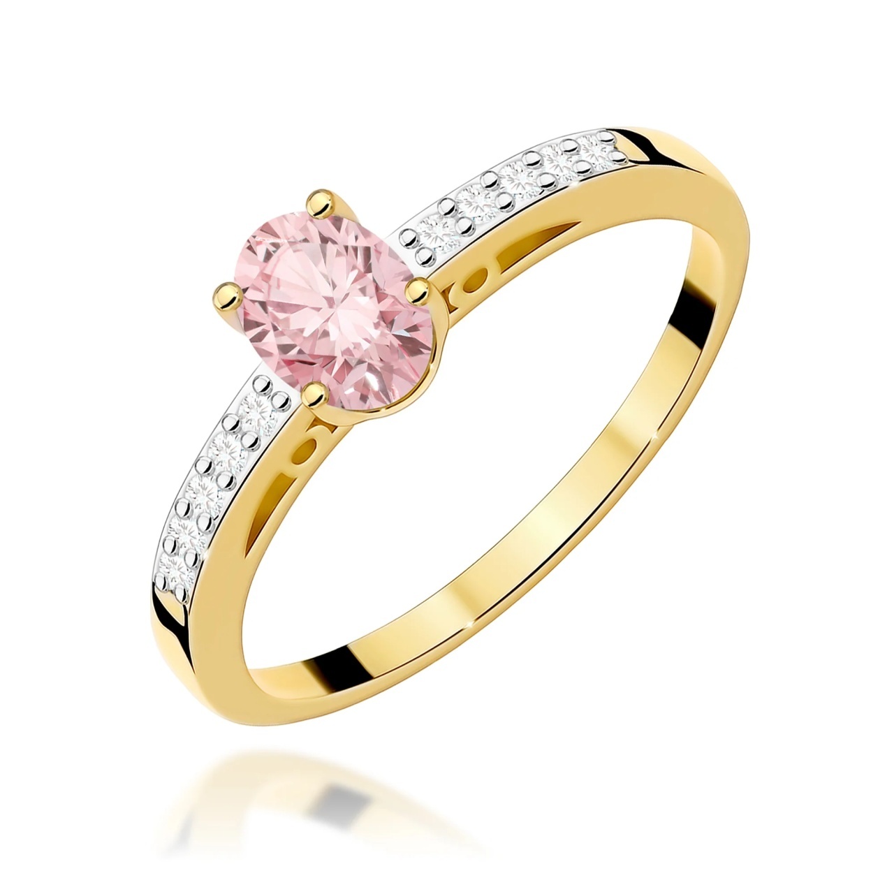 Inel Aur 9K cu Diamante Roz de Laborator 0.55 ct (Varianta: Galben)