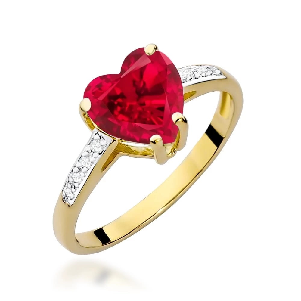 Inel Aur 9K cu Rubin 1.70 ct si Diamante Naturale 0.04 ct (Varianta: Galben)