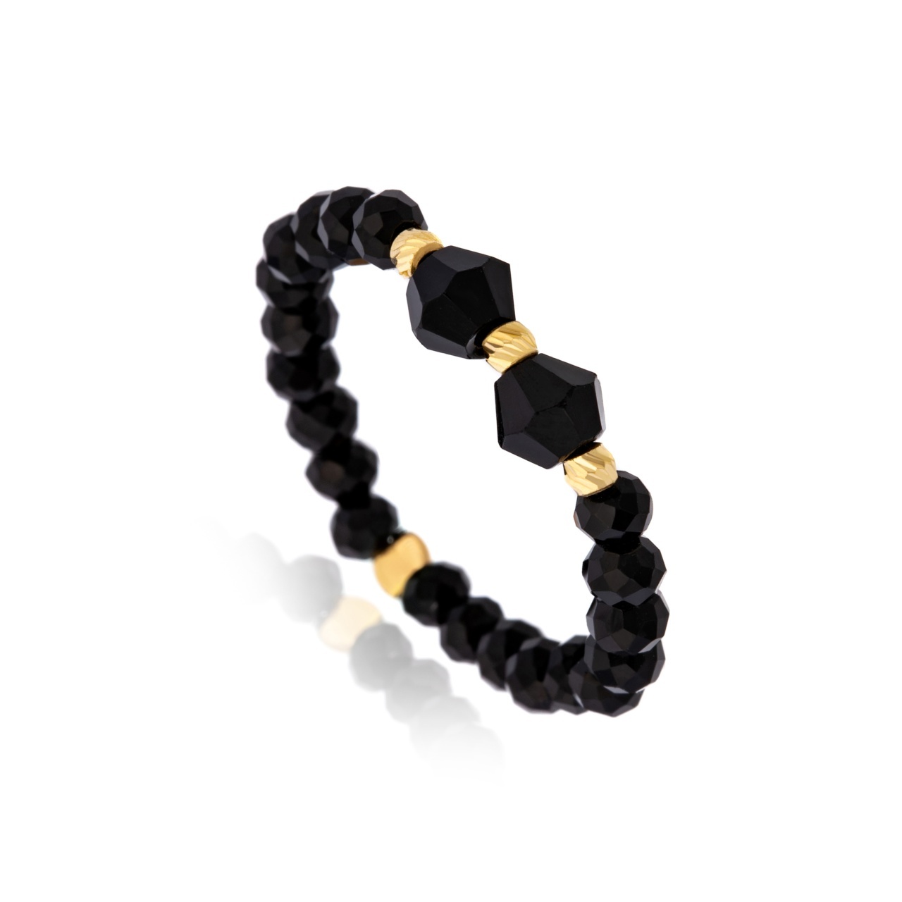 Inel Goldenite cu cristale si 3 bile din Aur 14K