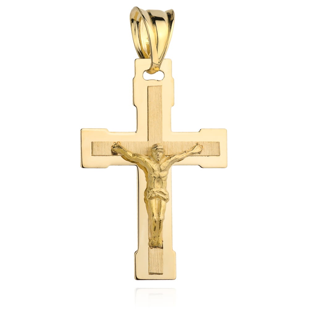 O cruce de aur cu chipul Domnului Isus (Greutate: 2.17)
