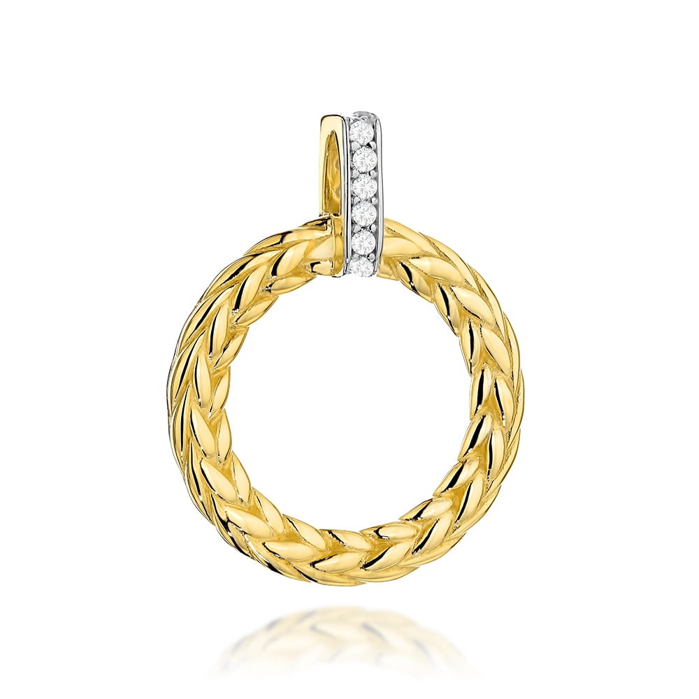Pandantiv Aur 14K, Cerc Împletit cu Detaliu Elegant (Greutate: 1.94)