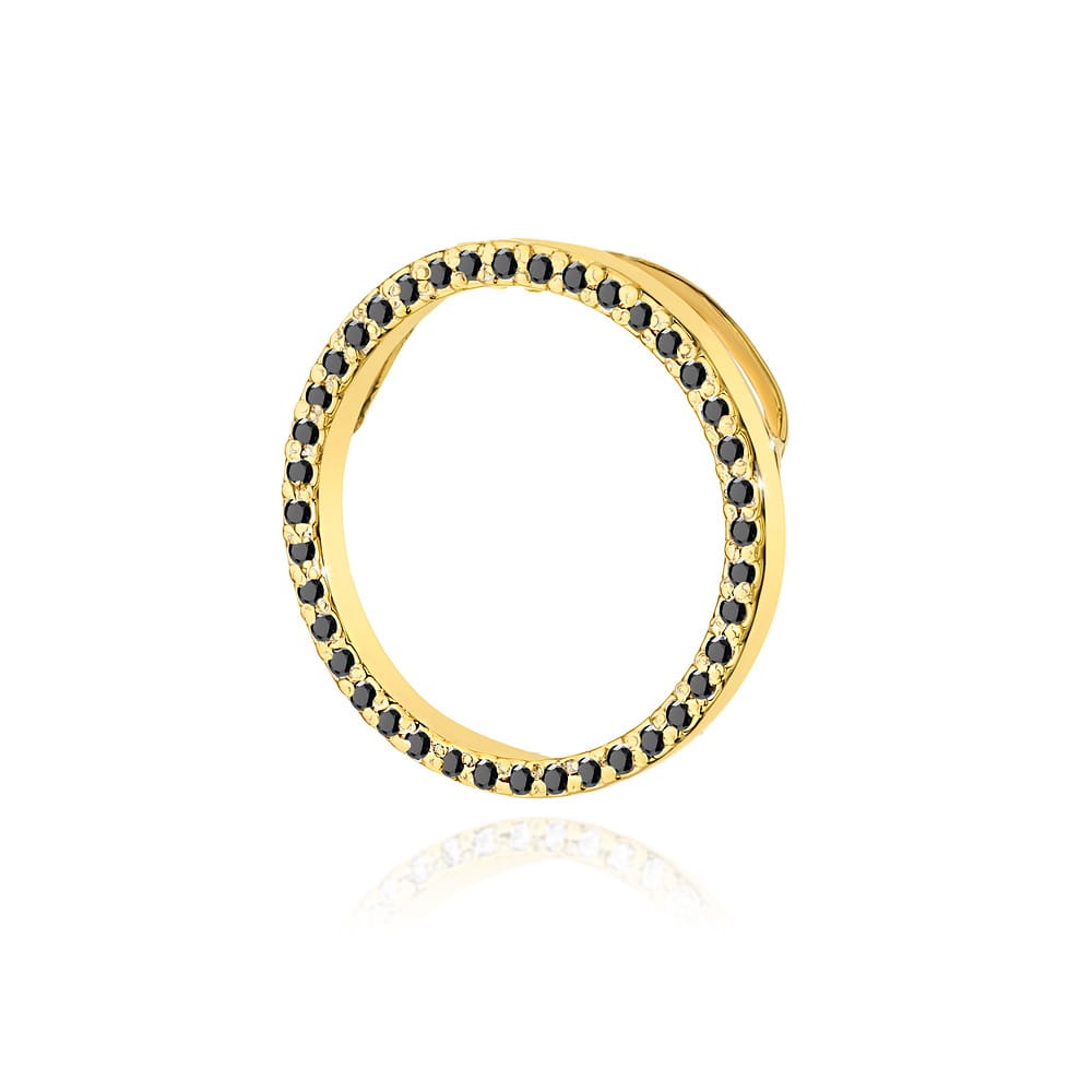 Pandantiv Aur 14K cu Diamante Naturale Negre 0.20 ct (Varianta: Galben)