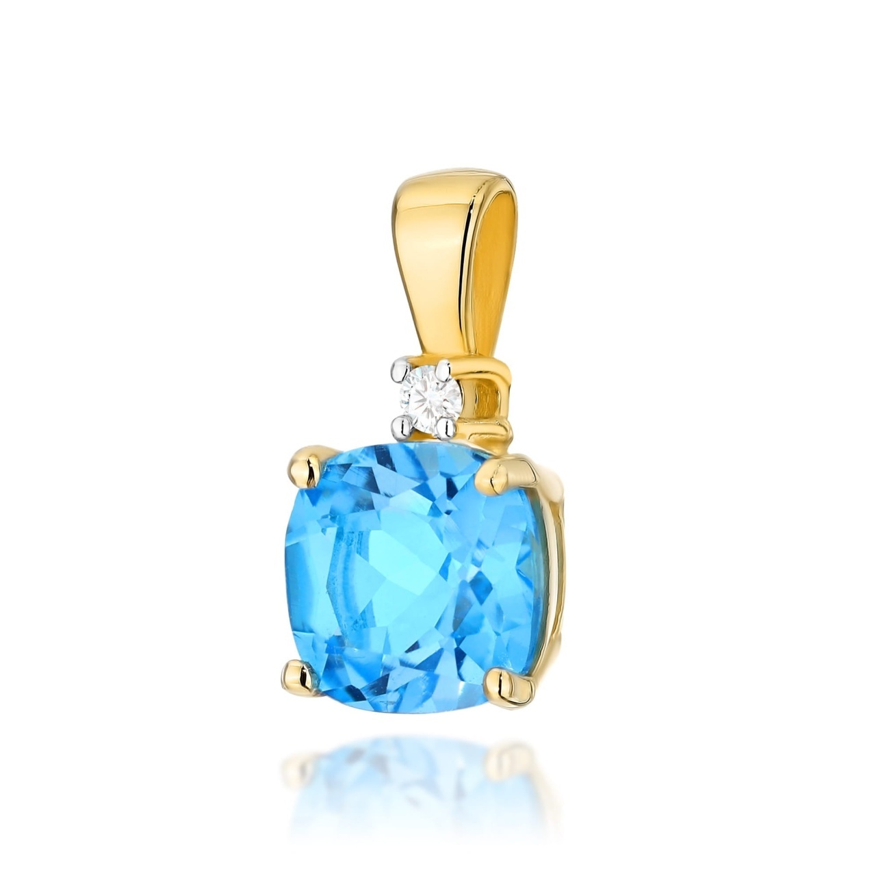 Pandantiv Aur 14K cu Topaz Swiss 1.10 ct si Diamant Natural 0.01 ct (Varianta: Galben)