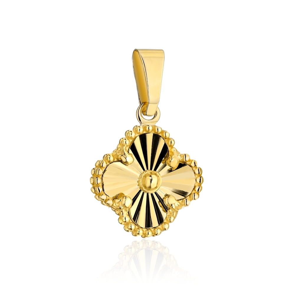Pandantiv din aur trifoi cu diamante 10mm (Greutate: 1.14)