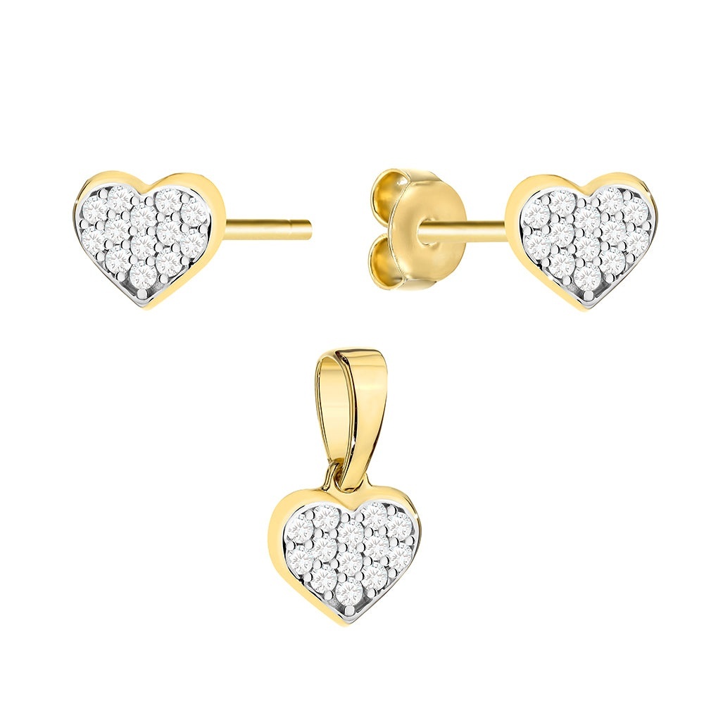 Set Aur 14K Inimă cu Zirconii (Greutate: 1.31)