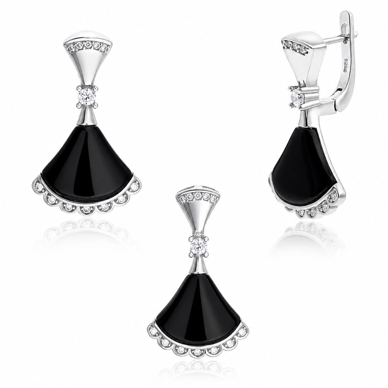 Set cercei si pandantiv din Argint 925 Little Black Dress