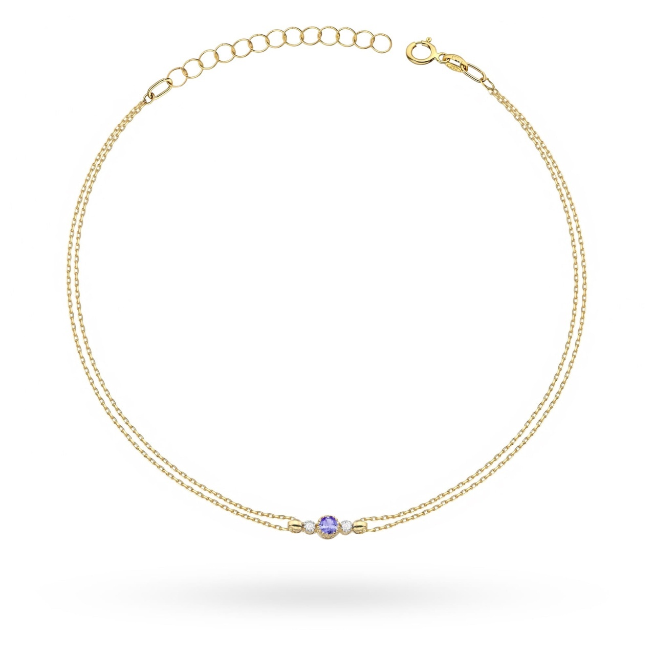 Bratara Aur 14K cu Tanzanit 0.15 ct si Diamante Naturale 0.03 ct (Varianta: Alb)