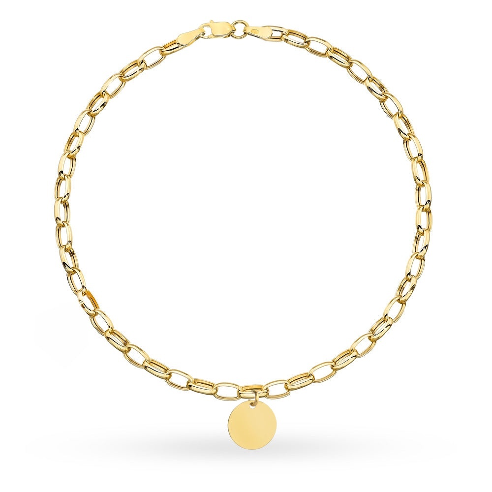 Brățară Aur 14K Zale Împletite cu Cerculeț Suspendat (Greutate: 1.65, Măsură: 19 cm)