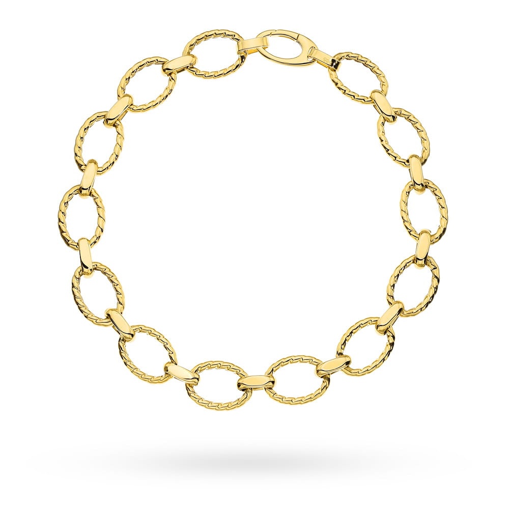Bratara de aur 14k cu ovale decorate impletite (Greutate: 4.09, Măsură: 18 cm)