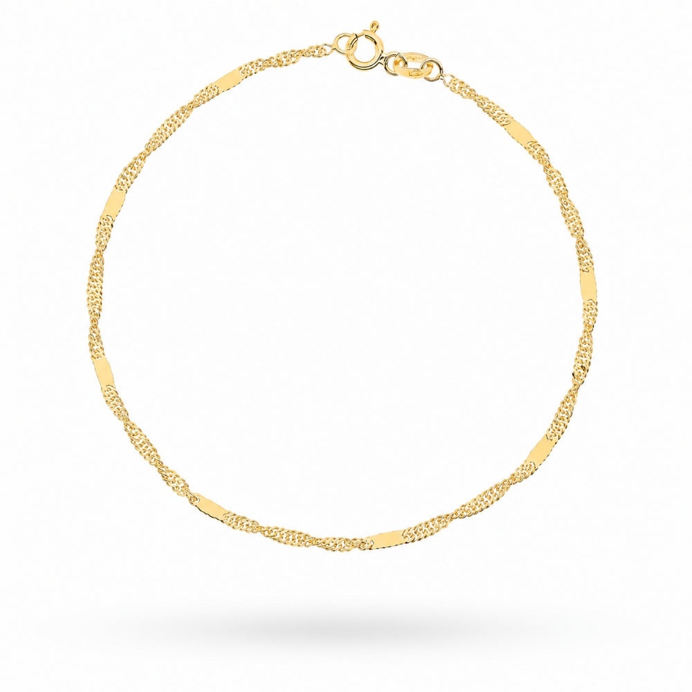Brățară Din Aur 14K Splot Singapure Cu Plăcuță 035 (Greutate: 1.49, Măsură: 17 cm)