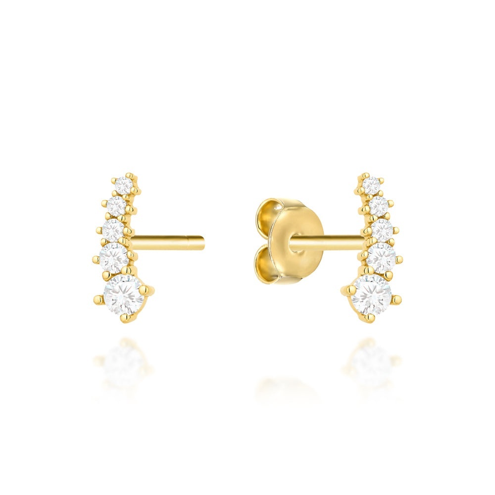 Cercei Aur 14K Arc Fin cu Zirconiu Mici (Greutate: 0.80)