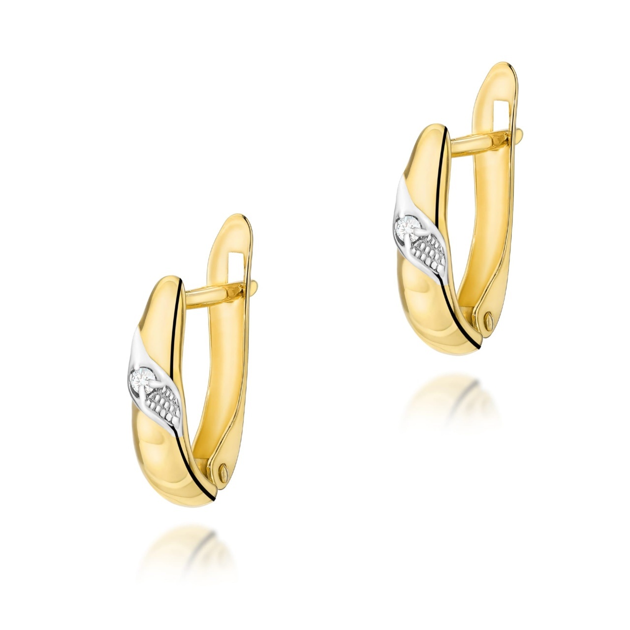 Cercei Aur 14K cu Diamant Natural 0.02 ct (Varianta: Galben)