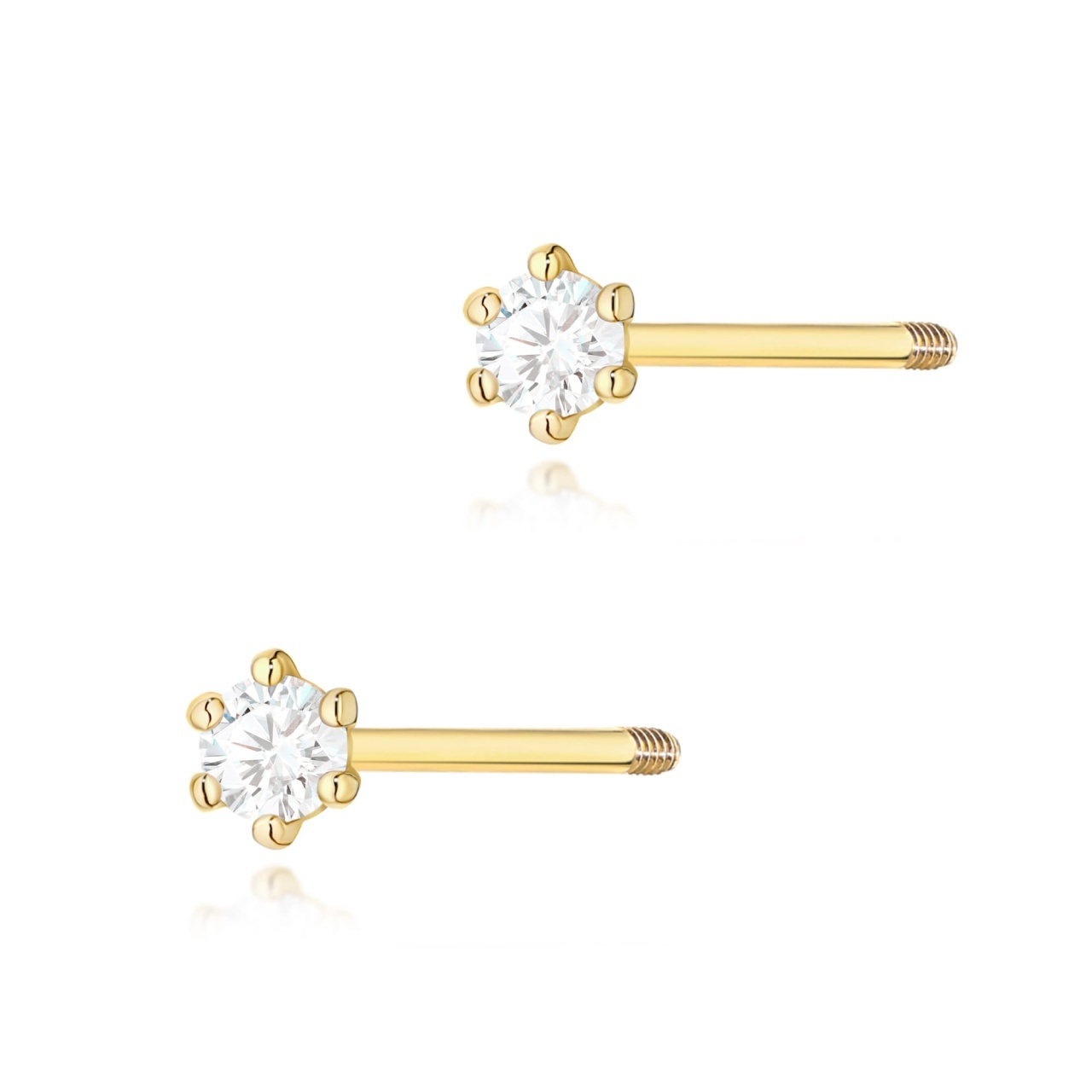 Cercei Aur 14K cu Diamant Natural 0.04 ct Filet cu Protectie (Varianta: Galben)