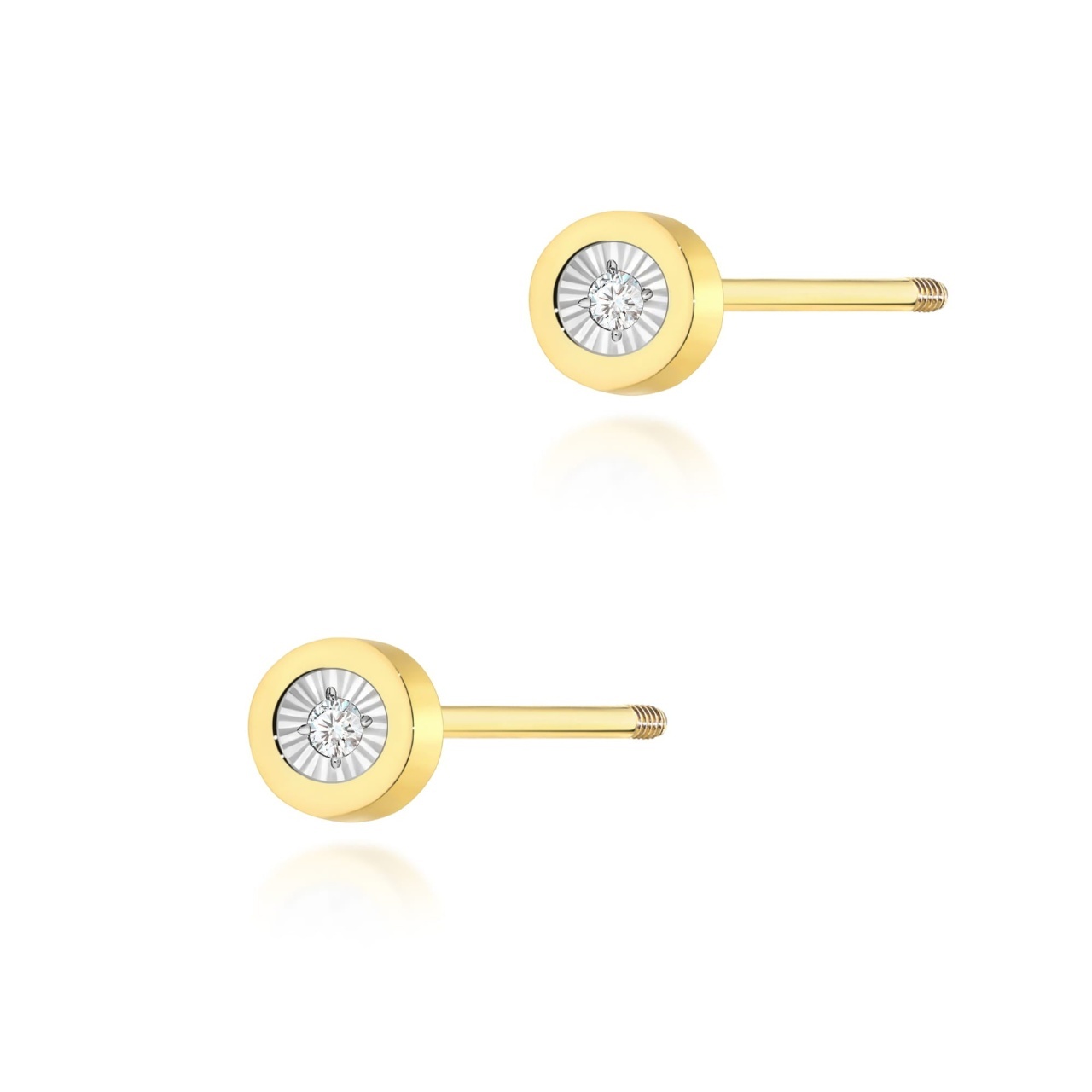 Cercei Aur 14K cu Diamante Naturale 0.03 ct Filet cu Protectie (Varianta: Galben)