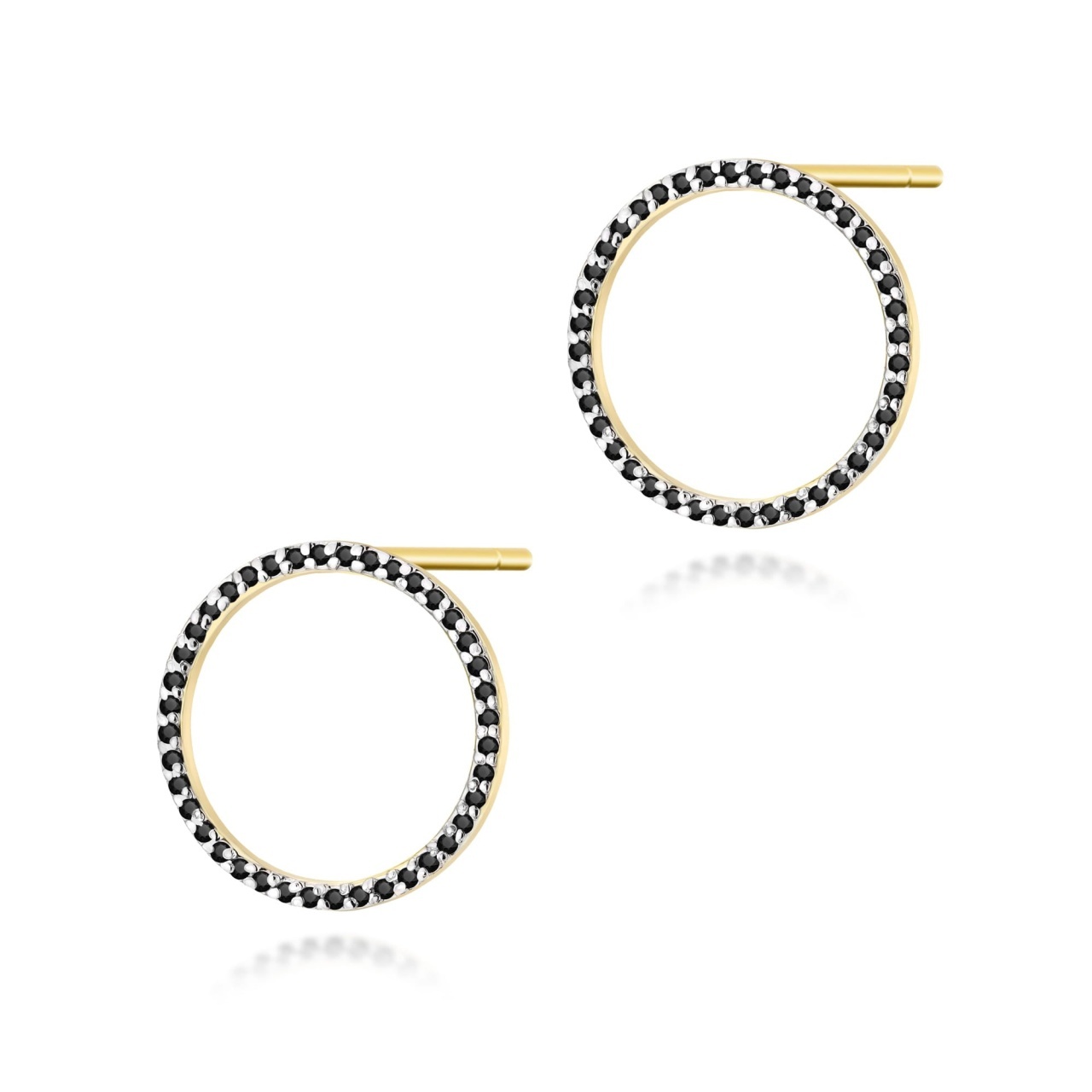 Cercei Aur 14K cu Diamante Naturale Negre 0.40 ct (Varianta: Galben)