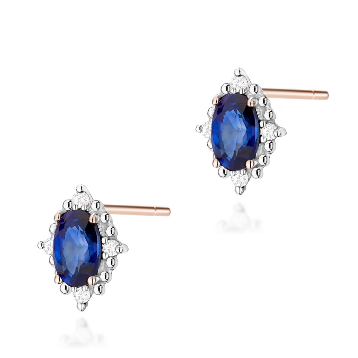 Cercei Aur 14K cu Safir 0.30 ct si Diamante Naturale 0.04 ct (Varianta: Galben)