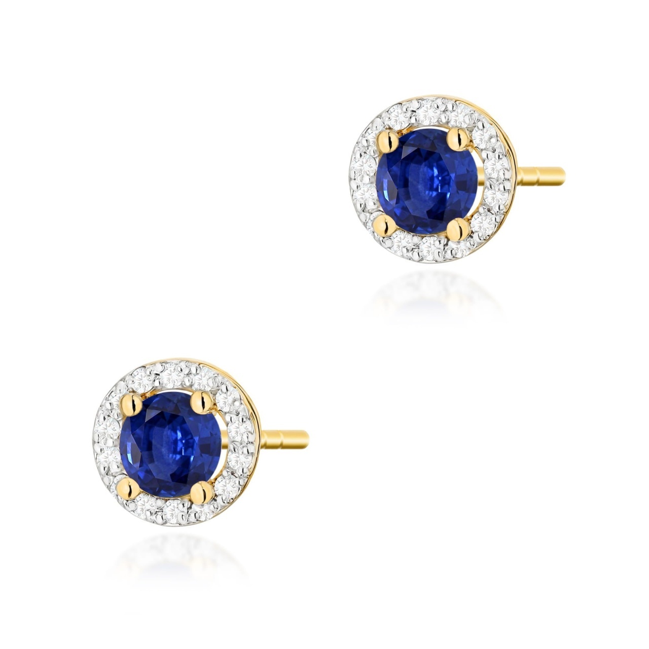 Cercei Aur 14K cu Safir 0.50 ct si Diamante Naturale 0.24 ct (Varianta: Galben)