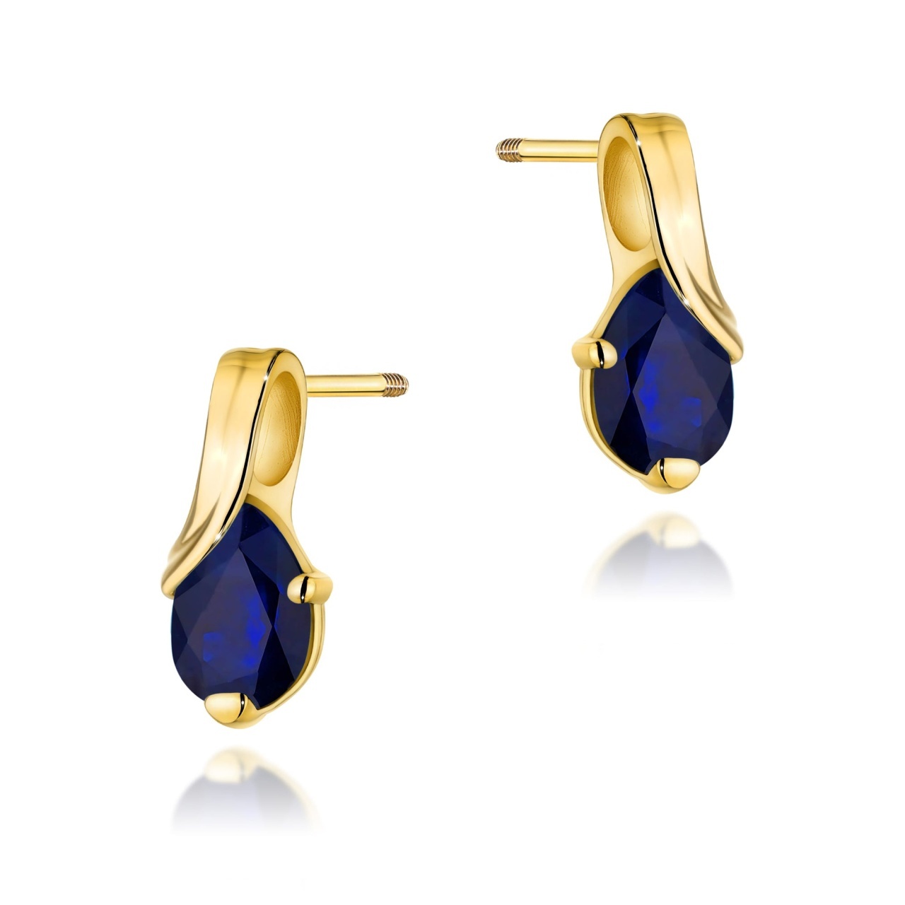 Cercei Aur 14K cu Safir 0.60 ct Filet cu Protectie (Varianta: Galben)