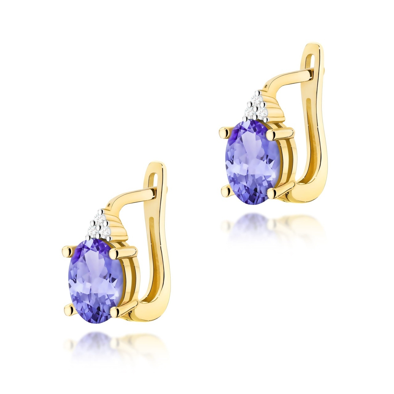 Cercei Aur 14K cu Tanzanit 0.70 ct si Diamante Naturale 0.05 ct (Varianta: Galben)