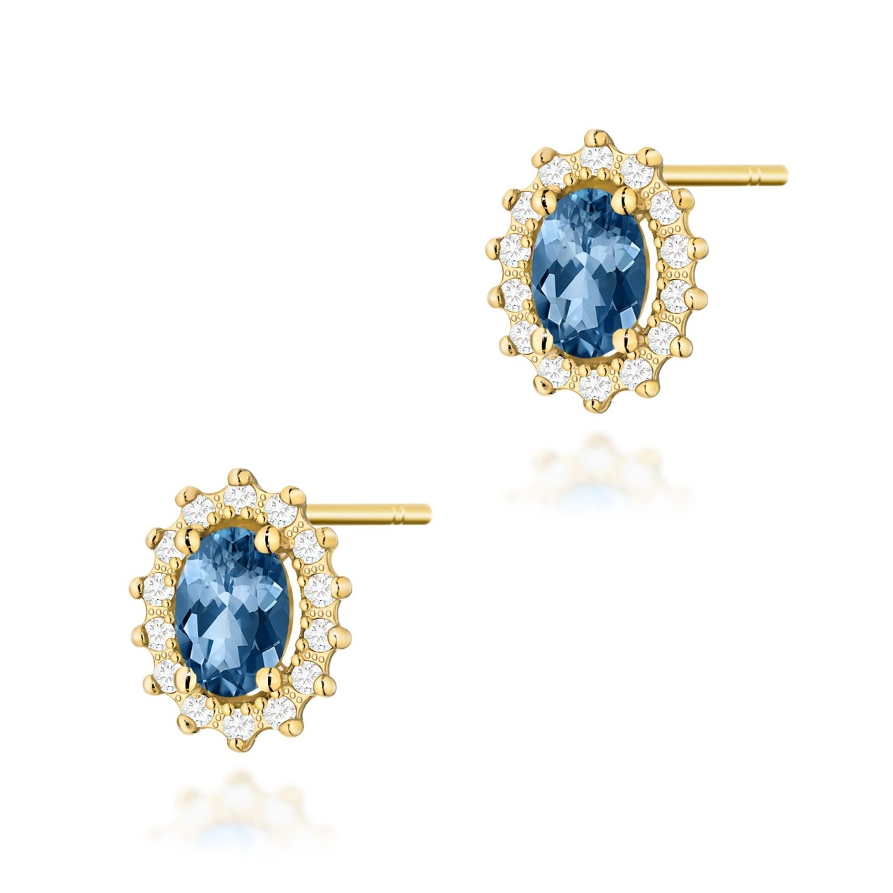 Cercei Aur 14K cu Topaz London Blue 0.50 ct si Diamante Naturale 0.24 ct (Varianta: Alb)