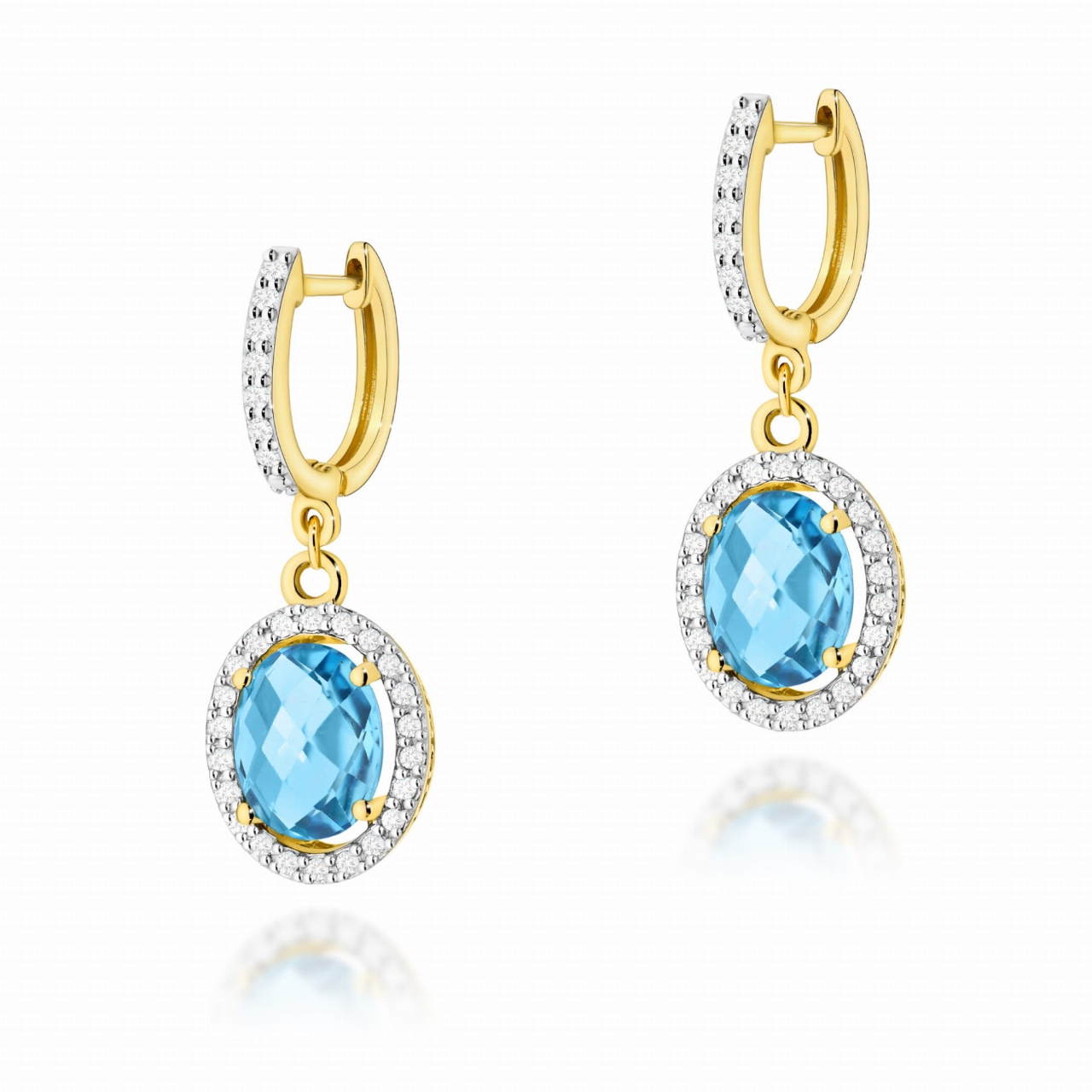 Cercei Aur 14K cu Topaz Swiss 1.70 ct si Diamante Naturale 0.36 ct (Varianta: Galben)