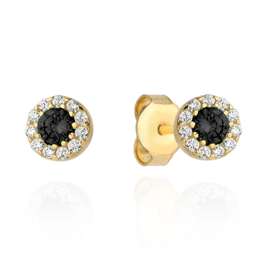 Cercei Aur 14k cu Zirconii Negre si Albe (Greutate: 0.73)