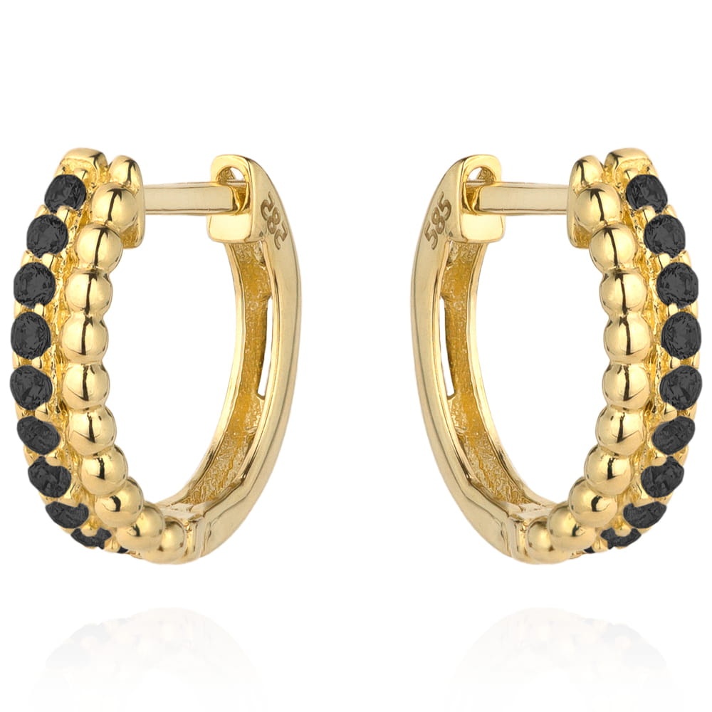Cercei Aur 14k cu Zirconii Negre (Greutate: 1.60)