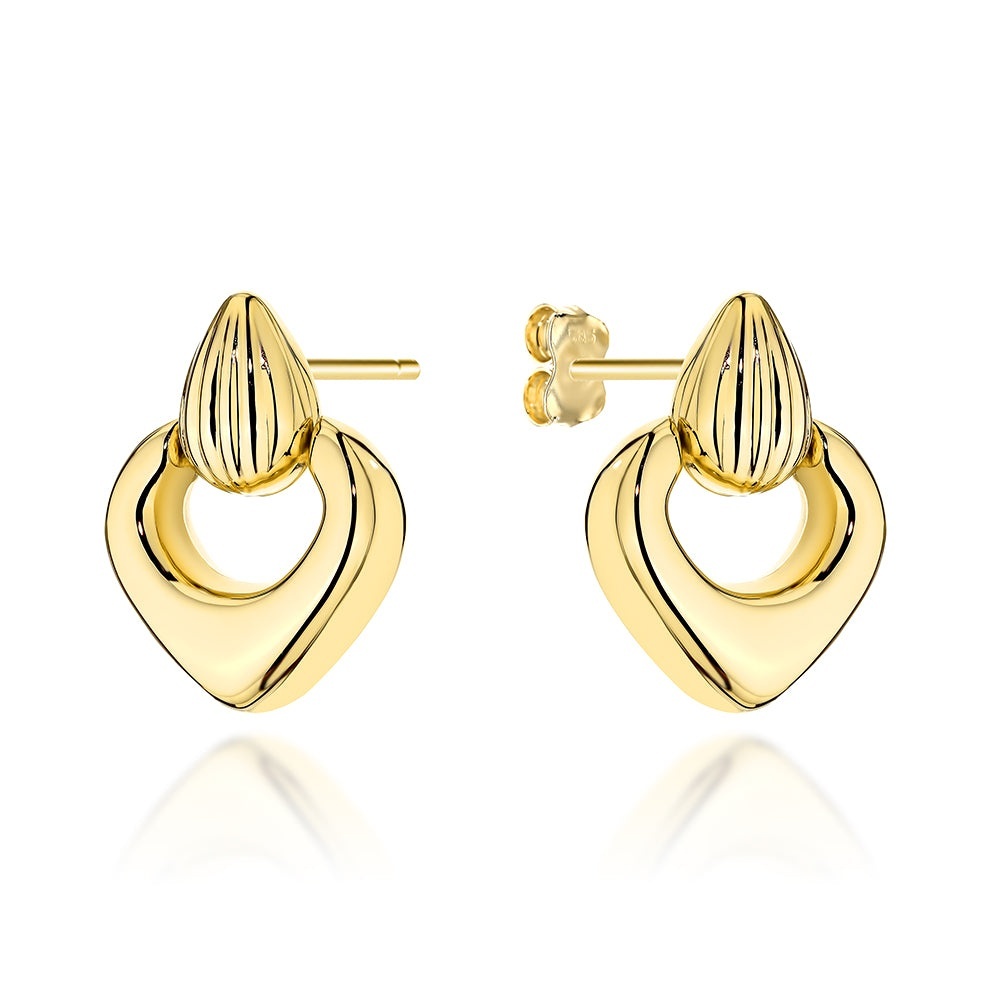 Cercei Aur 14K Lacrimă Sculptată cu Lacrimă Mobilă (Greutate: 2.92)