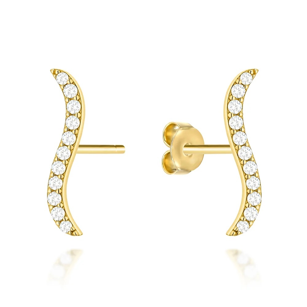 Cercei Aur 14K Model Val Decorați cu Zirconiu (Greutate: 1.25)