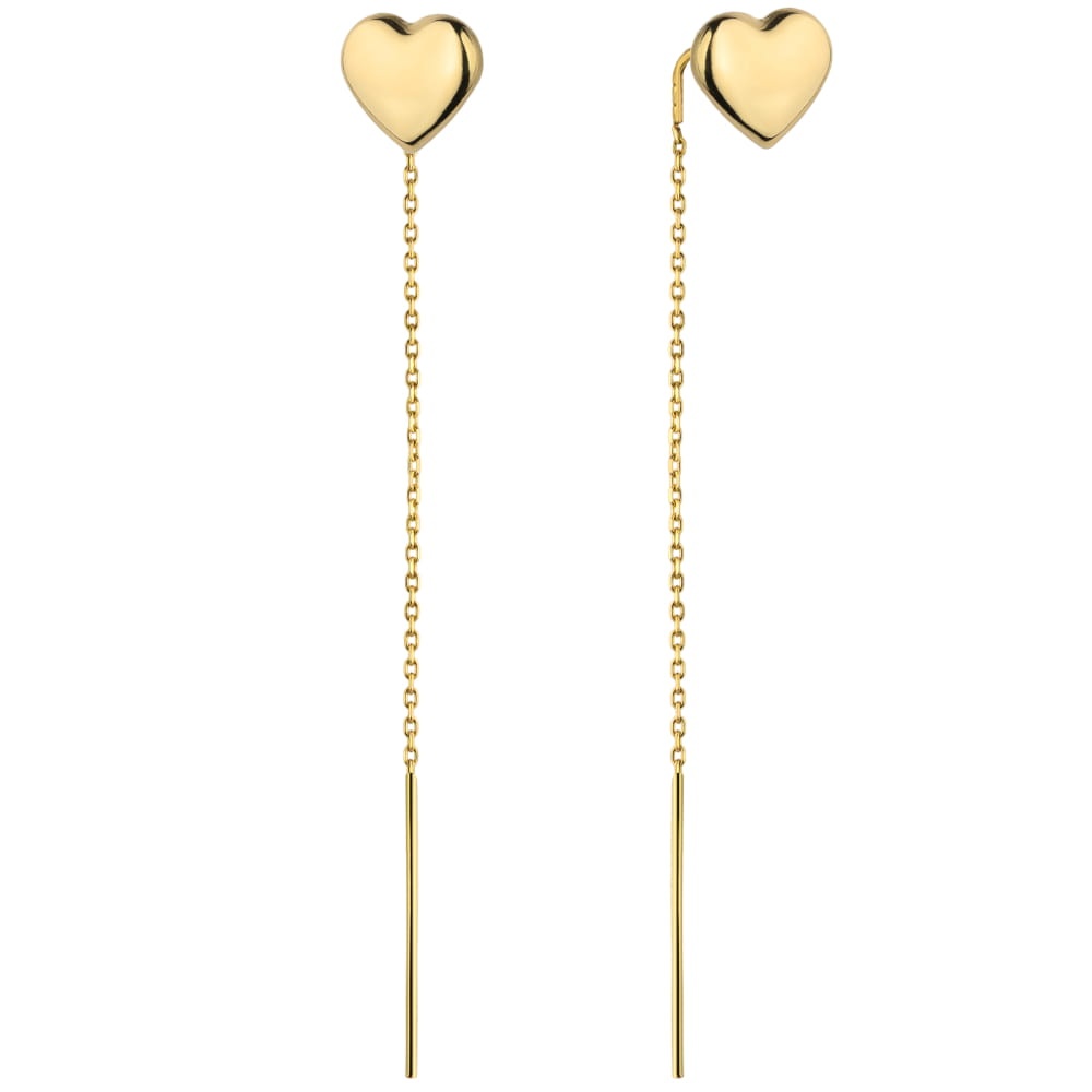 Cercei Aur 14K Prin Tragere Inimioare Delicate (Greutate: 0.82)