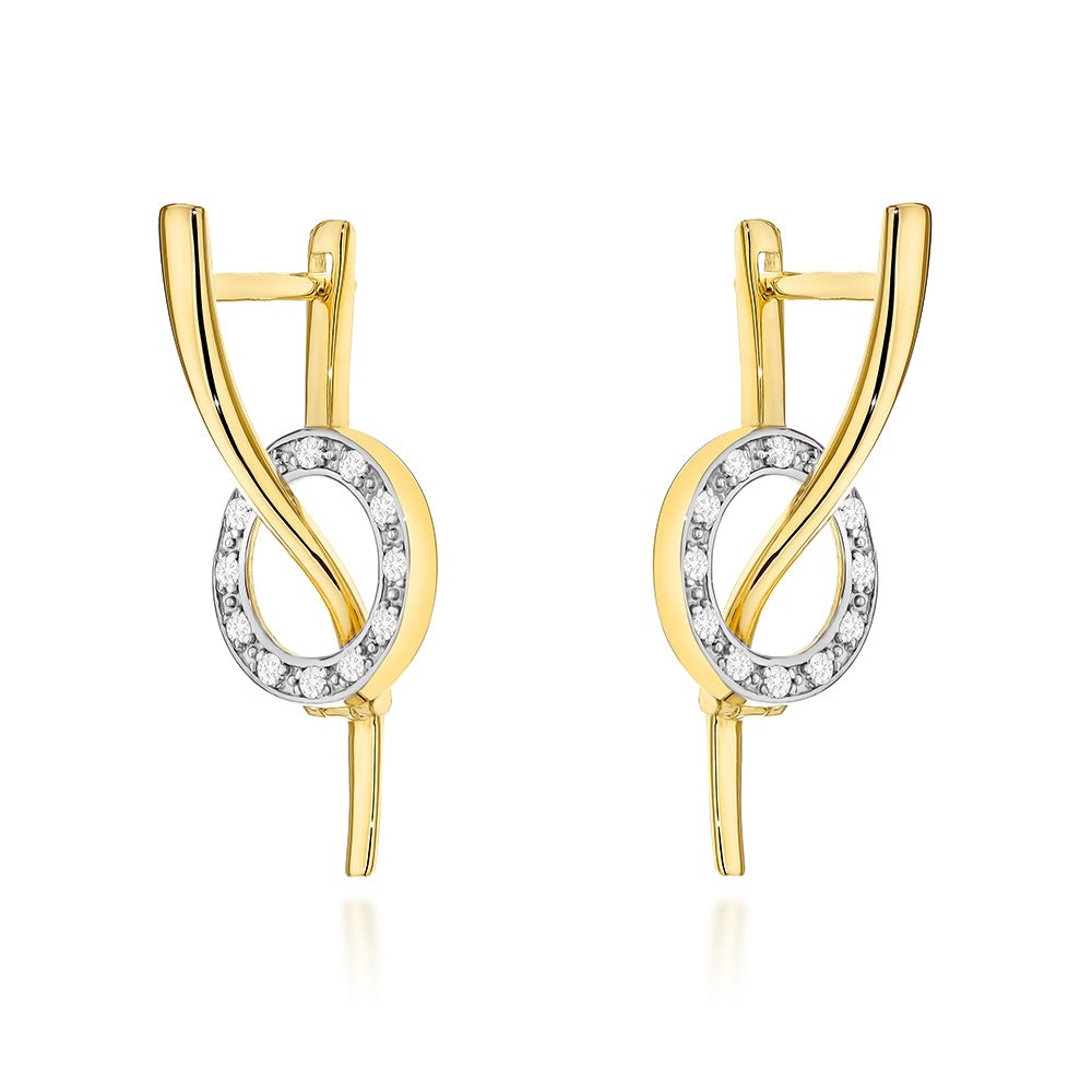 Cercei Aur 14K Valuri și Cerculețe cu Zirconiu – Eleganță Atemporală (Greutate: 3.81)